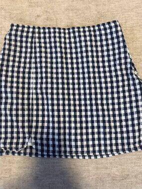 American Eagle Gingham Plaid Mini Skirt Black White Size Small